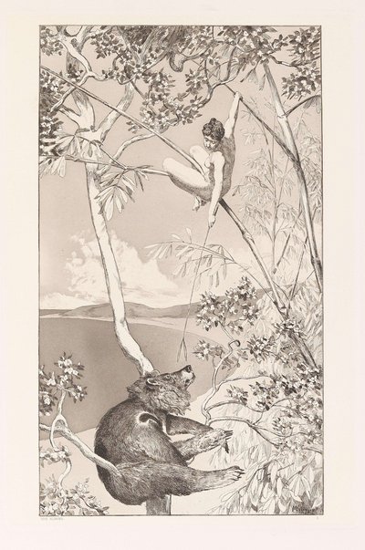 Ours et Elfe, planche I des Intermezzos, Opus IV, vers 1880 - Max Klinger
