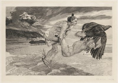 Enlèvement de Prométhée, planche 14, Fantaisie de Brahms, Op. XII - Max Klinger