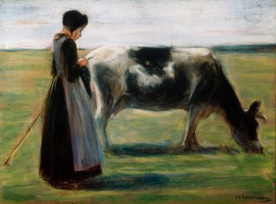 Fille avec vache, 19ème siècle - Max Liebermann