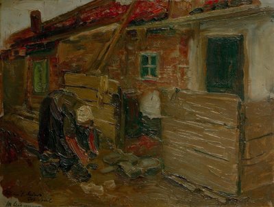 Maison de paysan hollandaise avec femme - Max Liebermann