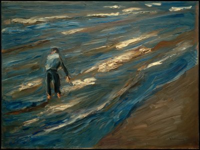 Pêcheurs de coquillages sur la plage - Mer bleue - Max Liebermann
