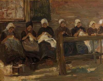 Filles cousant à Huyzen - Étude avec sept figures - Max Liebermann