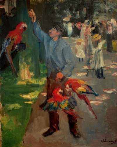 Homme perroquet au zoo d