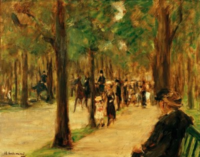 Promenade dans le Tiergarten avec des promeneurs et un cheval - Max Liebermann