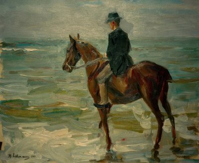 Cavalier au bord de la mer vers la gauche - Max Liebermann