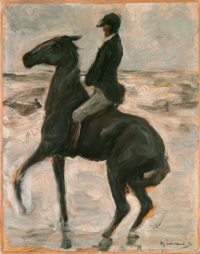 Cavalier vers la gauche sur la plage - Max Liebermann