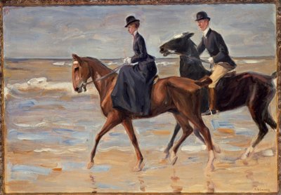 Cavalier et cavalière sur la plage - Max Liebermann