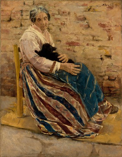 Femme avec un chat - Max Liebermann