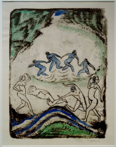Tanzende und Badende am Waldteich von Max Pechstein