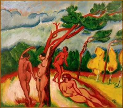 Vier Akte in Landschaft von Max Pechstein