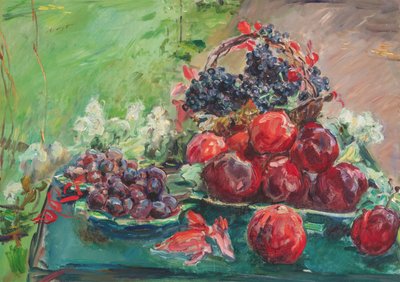 French : Nature morte aux pommes, raisins et pruneaux - Max Slevogt