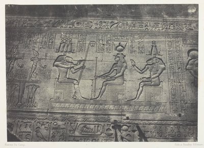 Grand Temple de Dendérah (Teutyres), Sculptures de la Façade Postérieure; Haute-Egypte, plate 19 from the album "Egypte, Nubie, Palestine et Syrie" (1852) - Maxime Du Camp
