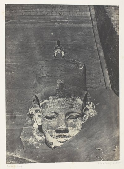 Ibsamboul, Colosse Occidental Du Spéos De Phrè; Nubie, plate 107 from the album "Egypte, Nubie, Palestine et Syrie" (1852) - Maxime Du Camp