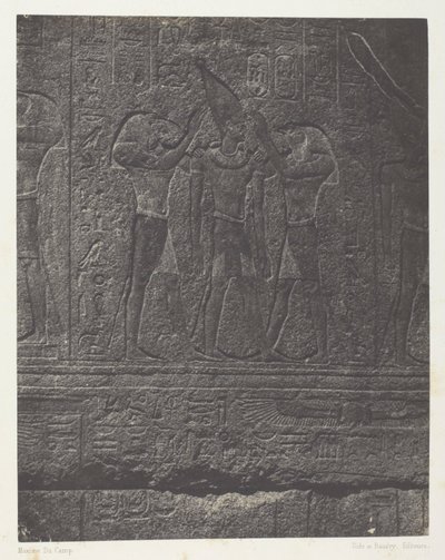 Palais de Karnak, sculptures extérieures du sanctuaire de granit; Thèbes - Maxime Du Camp