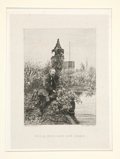 Victor Hugo dans son jardin, pl. 12 de la suite Chez Victor Hugo - Maxime Lalanne