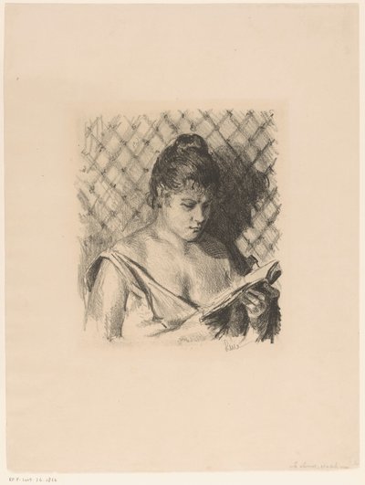 Lezende vrouw met ontblote schouders - Maximilien Luce (signed by artist)