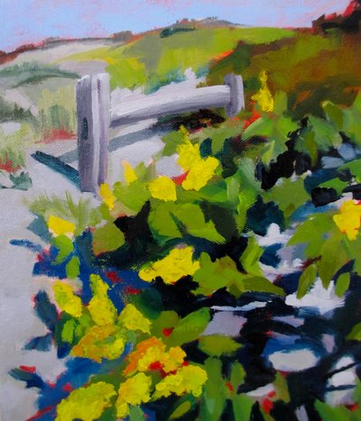 Chemin ensoleillé aux fleurs jaunes - Maxine Shore