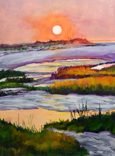 Coucher de soleil éclatant sur les marais - Maxine Shore
