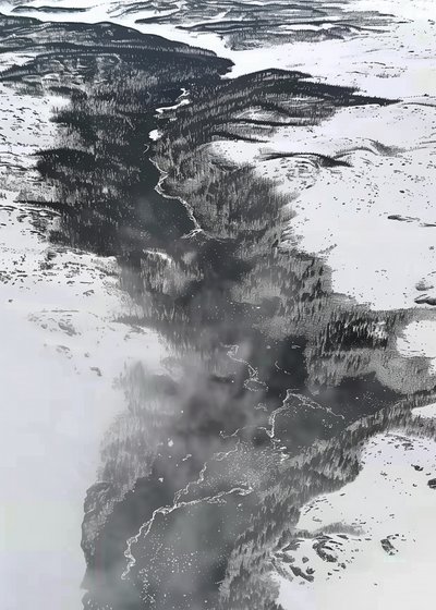 La rivière sinueuse en hiver - May Hilma