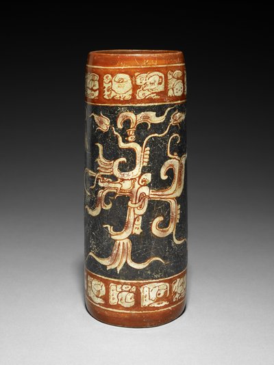 Vase avec plante de figuier animée, 600-900 après J.-C. - Mayan