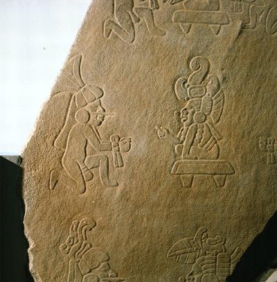 Dalle gravée avec des figures humaines, de Kaminaljuyu, Guatemala, Période Classique Ancienne (250-600) - Mayan Mayan