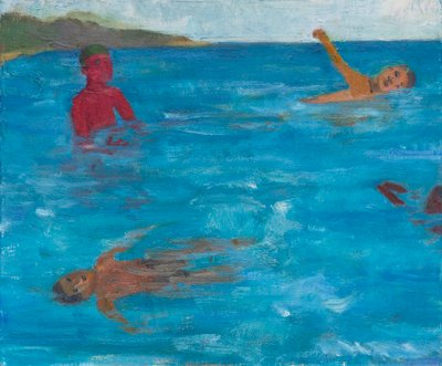 Quatre nageurs, 2017 (huile sur toile) - Megan Williamson