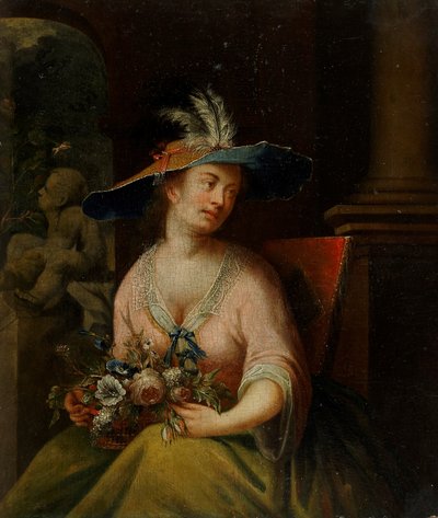 Dame avec des fleurs - Melchior Brassauw