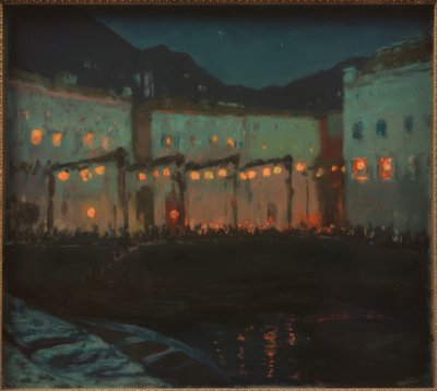Fête populaire nocturne au lac de Garde - Melchior Lechter