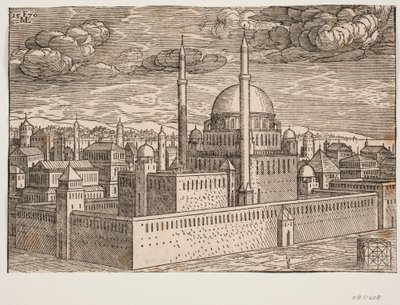 Mosquée, avec deux minarets, vue du nord-ouest; de l