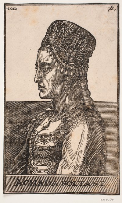 Portrait de sultane, profil vers la gauche : ACHADA SOLTANE - Melchior Lorck