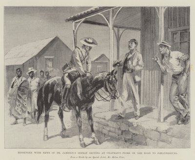 Messager avec des nouvelles de la défaite du Dr Jameson se reposant au magasin de Chapman sur la route de Johannesburg - Melton (after) Prior
