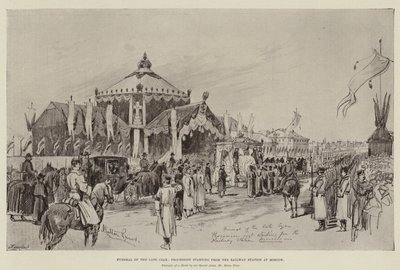 Funérailles du défunt tsar, procession partant de la gare de Moscou - Melton Prior