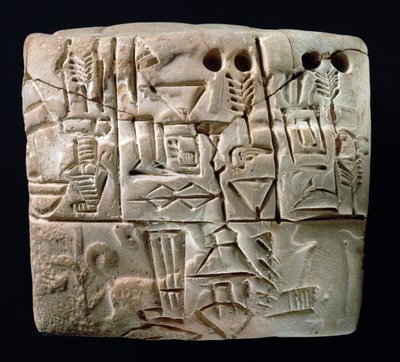 Tablette cunéiforme pictographique ancienne, Mésopotamie, Uruk, vers 3100-2900 av. J.-C. - Mesopotamian Mesopotamian