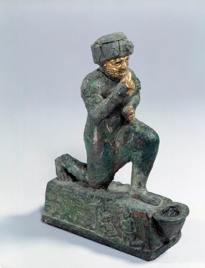 Mésopotamie : Statuette en argent, bronze et or d