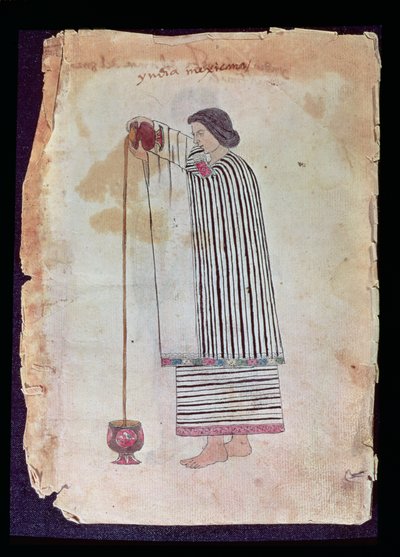 Indien mexicain préparant du chocolat, du Codex Tuleda, 1553 - Mexican School