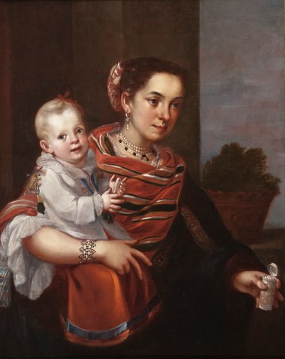 Femme morisque et fille albinos, vers 1750 - Mexican School