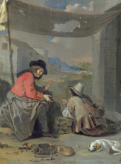 Deux figures assises avec un chien - Michael (attr. to) Sweerts