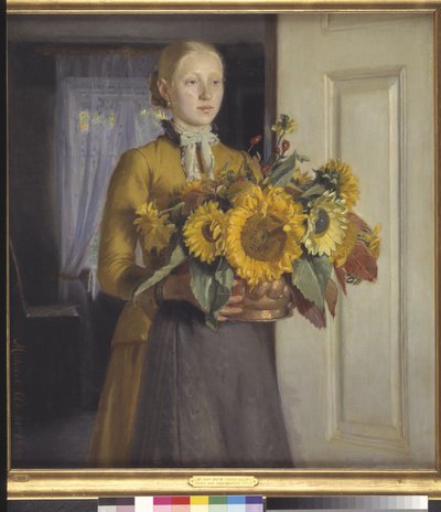 Une fille avec des tournesols - Michael Ancher