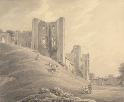 Château de Kenilworth, avec des personnages sur la colline - Michael Angelo Rooker
