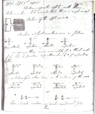 Page 72 du carnet de Faraday, sur l