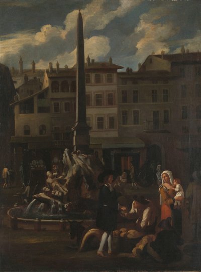 Scène de marché à Rome, Piazza Navonna - Michael Sweerts (manner of)
