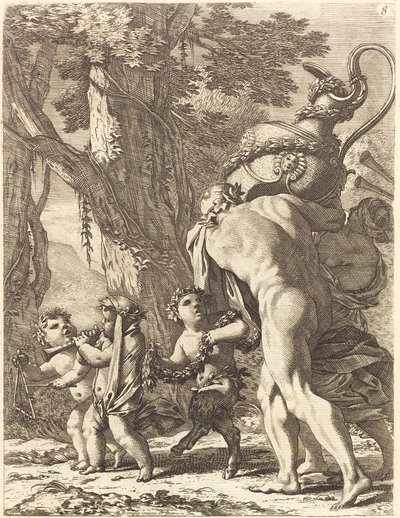 Bacchanale avec figures portant un vase - Michel Dorigny