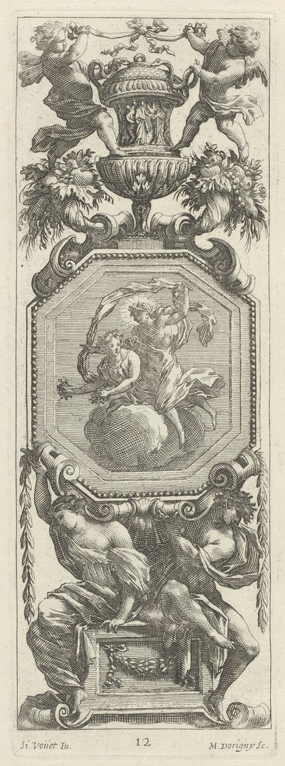 Panneau ornemental surmonté de deux putti et d