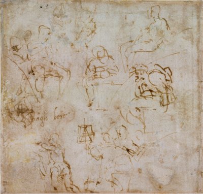 Huit petites études de figures, vers 1490-1560 - Michelangelo Buonarroti