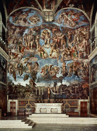 Chapelle Sixtine avec le retable du Jugement dernier (fresque) - Michelangelo Buonarroti