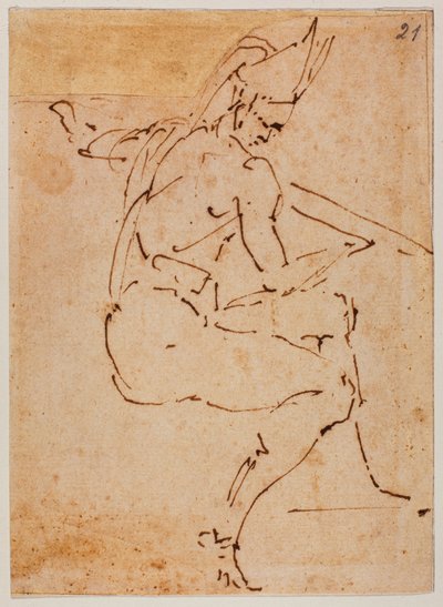 Étude pour une figure assise - Michelangelo Buonarroti
