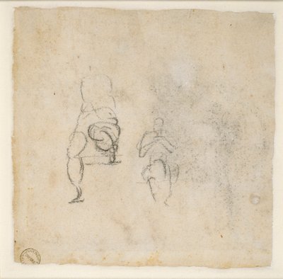 Deux esquisses très légères de figures assises - Michelangelo Buonarroti
