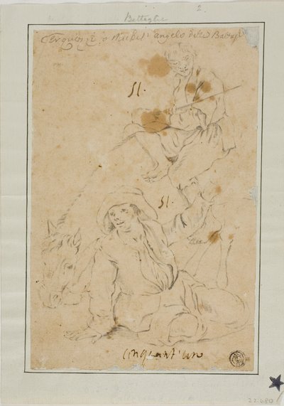 Deux paysans avec un âne - Michelangelo Cerquozzi