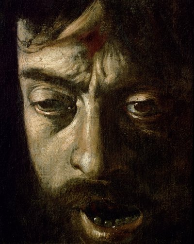 David avec la tête de Goliath, détail de la tête (détail) - Michelangelo Merisi Caravaggio