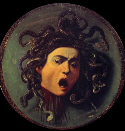 Tête de Méduse. Peinture au revers d